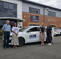 Stroud Rotary and Hope for Tomorrow receiving the new Kia car which Stroud Rotary hassponsored the leasing costs for one year.